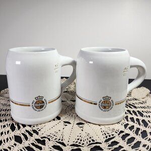 Warsteiner German Beer Stein Mug 0.5L White Ceramic Lot of 2 Vintage